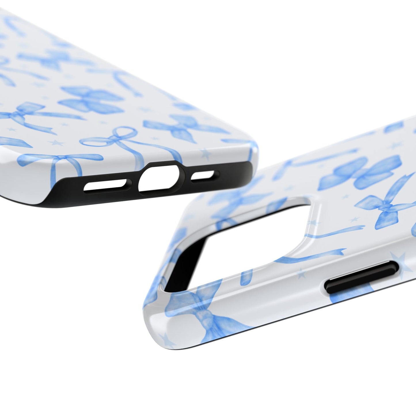 Tough Phone Cases with Blue Bows Design