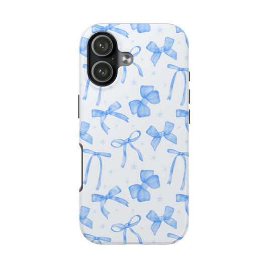 Tough Phone Cases with Blue Bows Design
