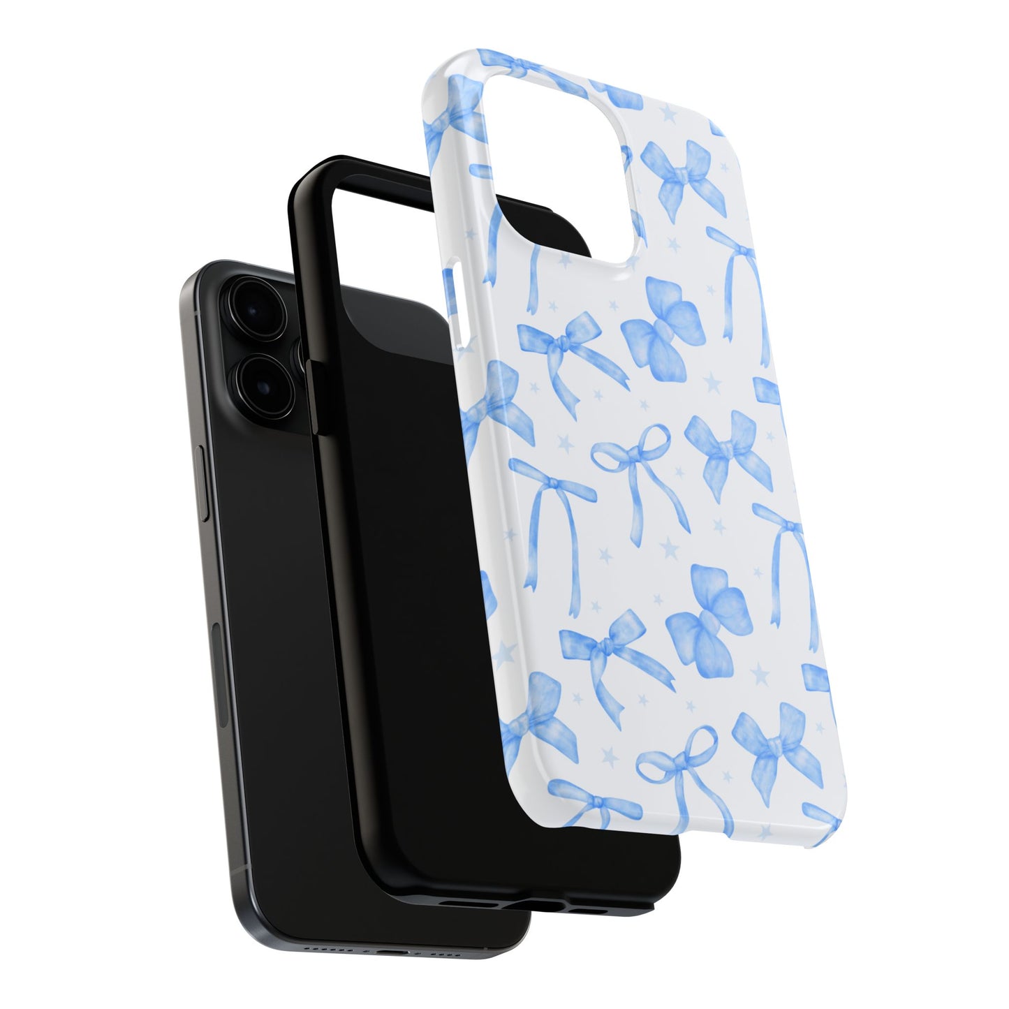 Tough Phone Cases with Blue Bows Design