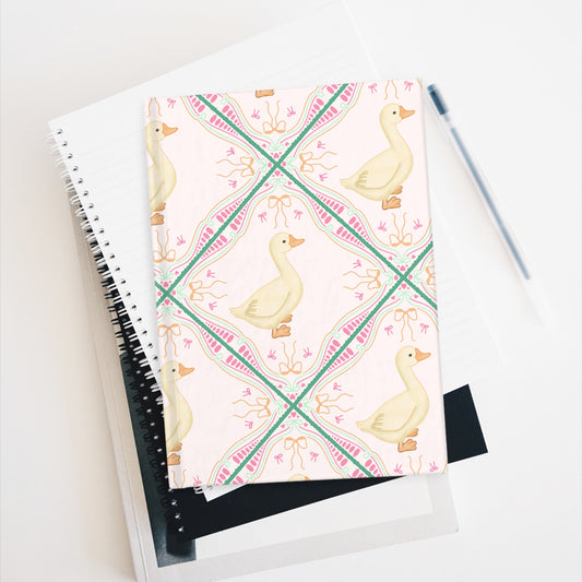 Ruled Line Journal - Cute Coquette Duck Notebook