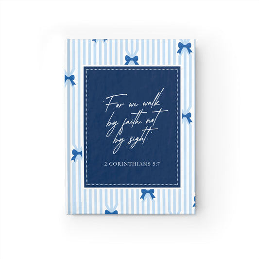 Journal Notebook - Bible Verse with Blue Bows Ruled Line Cover